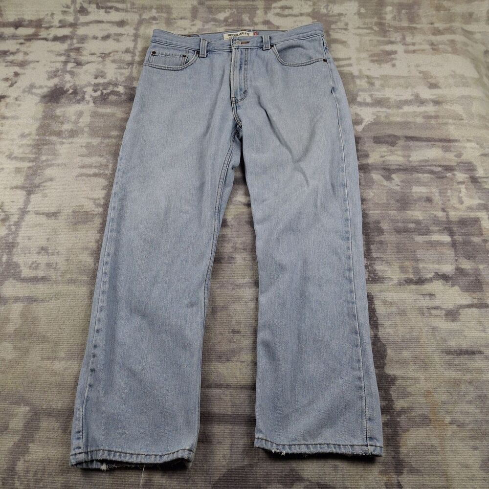 Levis 505 Regular Fit Jeans Mens 34x30 Light Wash Blue Cotton Straight...
